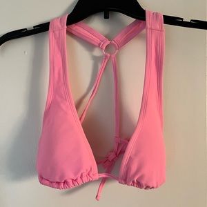 Exhilaration triangle bikini top with pink ring in back removable pads